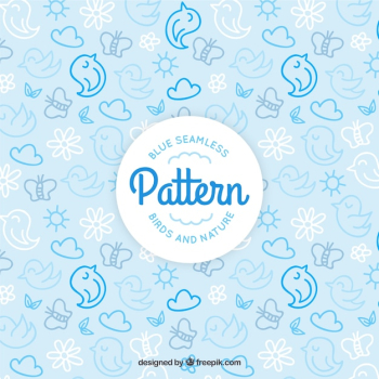 Blue birds and nature pattern Blue birds and nature pattern