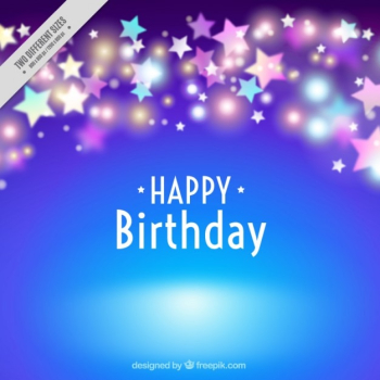 Blue birthday background with bright stars Blue birthday background with bright stars