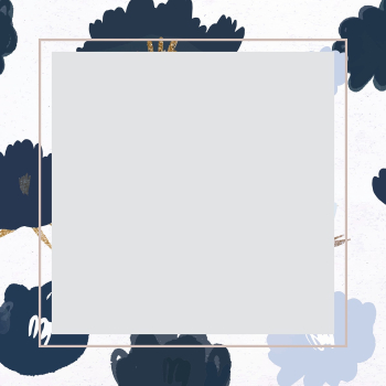 Blue blooming flower frame psd botanical illustration
