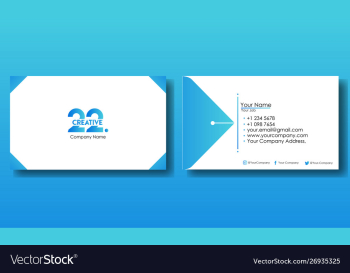 Blue business card ready print design vector image Blue business card ready print design vector image