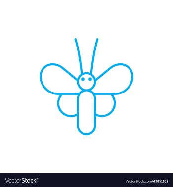 blue butterfly line art icon