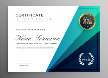Blue certificate of appreciation template design Blue certificate of appreciation template design