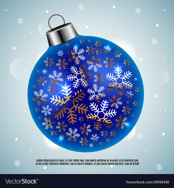 blue christmas ball with golden snowflakes