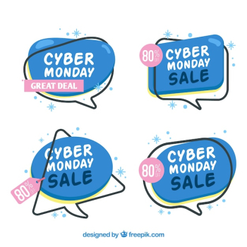 Blue cyber monday badges Blue cyber monday badges