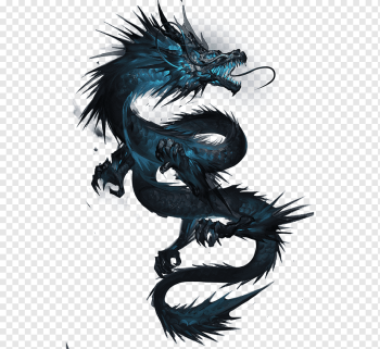 blue dragon illustration, Tattoo Chinese dragon Japanese dragon Drawing, Handsome dragon, blue, ink, dragon png