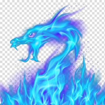 Blue flame dragon illustration, Light Fire Dragon, Dragon transparent background PNG clipart