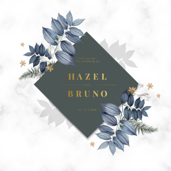 Blue floral wedding invitation card Blue floral wedding invitation card