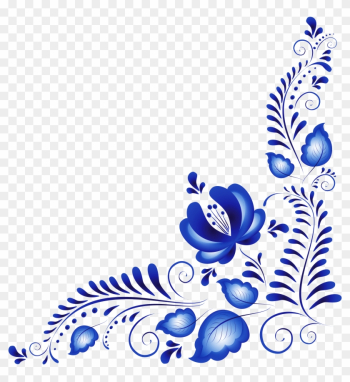 Blue Flower Clip Art - Flower Corner Vector Designs