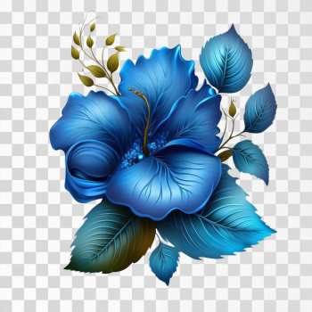 Blue flower, luxury and royal, PNG transparent