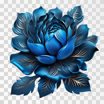 Blue flower, luxury and royal, PNG transparent