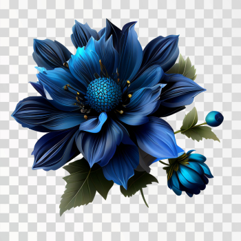 Blue flower, luxury and royal, PNG transparent