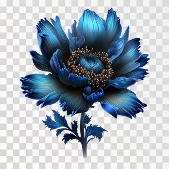 Blue flower, luxury and royal, PNG transparent background