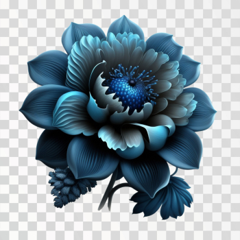 Blue flower, luxury and royal, PNG transparent background