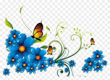 Изображение Для Плейкаста - Blue Flowers Border Png