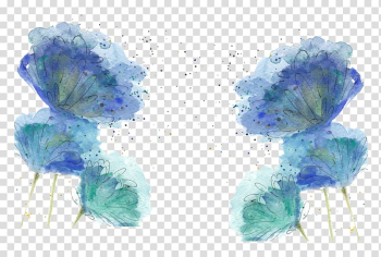 Blue flowers watercolor painting, Watercolor painting Blue, Hand painted watercolor blue flower decoration transparent background PNG clipart