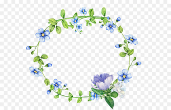 Blue flowers wreath border 