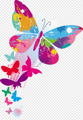 blue, green and purple butterfly graphics art, Butterfly illustration Color, Colorful butterfly patterns, ink, color Splash, splash png