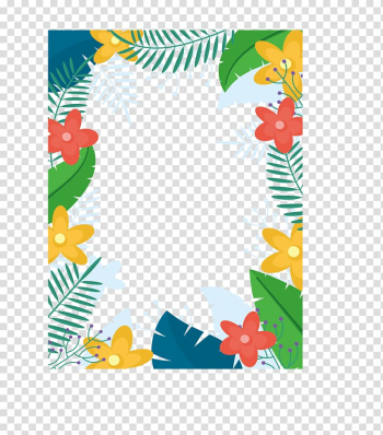 Blue, green, and yellow floral border, Banana Euclidean Leaf, Color banana leaf frame transparent background PNG clipart