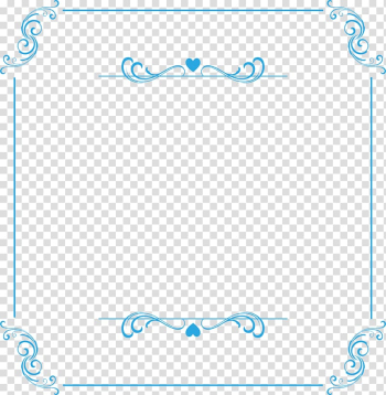 Blue heart floral borderline, Europe Blue Adobe Illustrator, Sky blue European lace transparent background PNG clipart