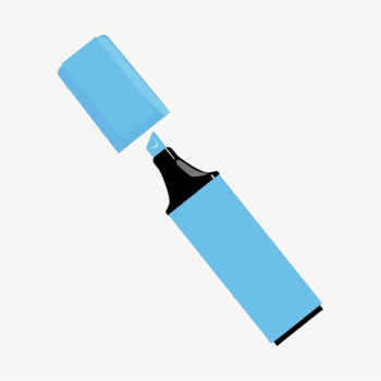 Blue highlighter marker clipart, stationery | Free Vector - rawpixel