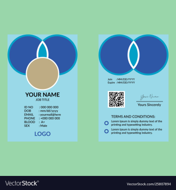 Blue id card 20 vector image Blue id card 20 vector image