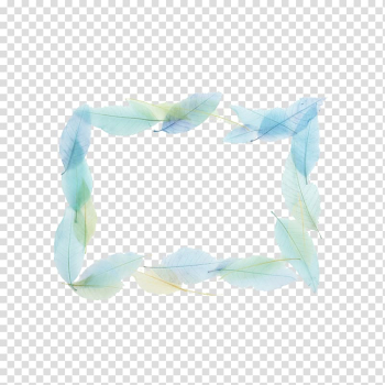 Blue leaf frame template, Blue Leaf Feather Pattern, Leaf Border transparent background PNG clipart
