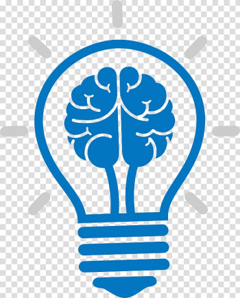 Blue light bulb illustration, Incandescent light bulb Brain Icon, Cartoon brain bulb icon transparent background PNG clipart