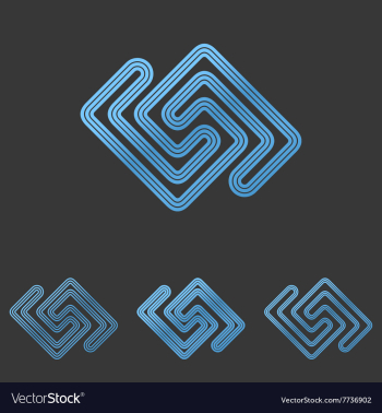 Blue line tech logo design set vector image Blue line tech logo design set vector image
