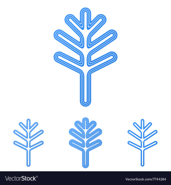 Blue line tree logo design set vector image Blue line tree logo design set vector image