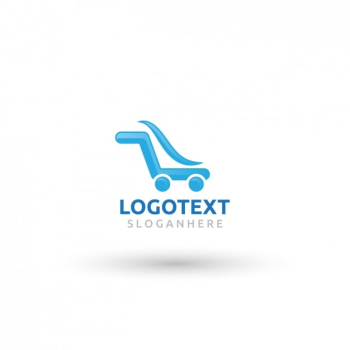 Blue logo in shopping cart form Blue logo in shopping cart form