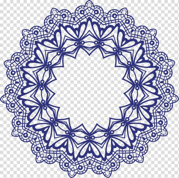 Blue mandala illustration, Lace , Lace lace pattern round frame transparent background PNG clipart