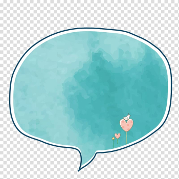 Blue message bubble illustration, Watercolor hand-painted border dialog box transparent background PNG clipart