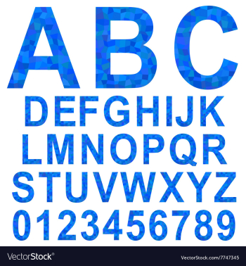 Blue mosaic font set vector image Blue mosaic font set vector image