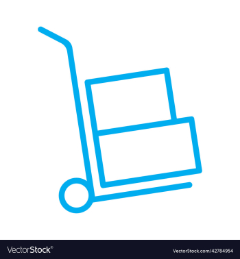 blue moving hand truck line art icon