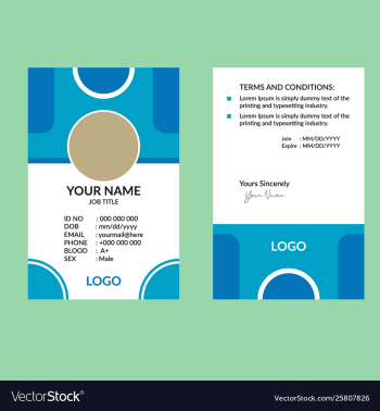 Blue nice id card vector image Blue nice id card vector image