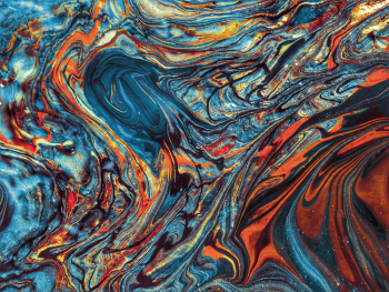 Blue, Orange, and Black Abstract Painting Blue, Orange, and Black Abstract Painting
