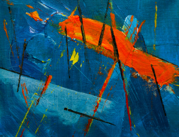 Blue, Orange, and Black Abstract Painting Blue, Orange, and Black Abstract Painting