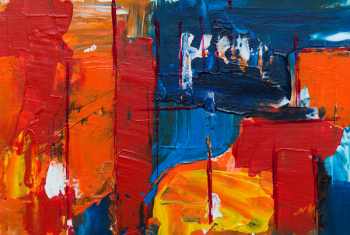 Blue, Orange, And Blue Abstract Painting Blue, Orange, And Blue Abstract Painting