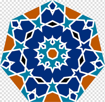 Blue, orange, and green abstract artwork illustration, Islamic geometric patterns Tile Islamic art , Islamic Design transparent background PNG clipart