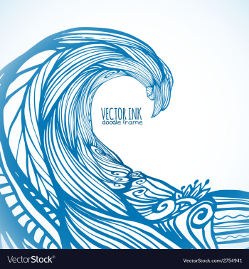 Blue ornate doodle wave background vector image Blue ornate doodle wave background vector image