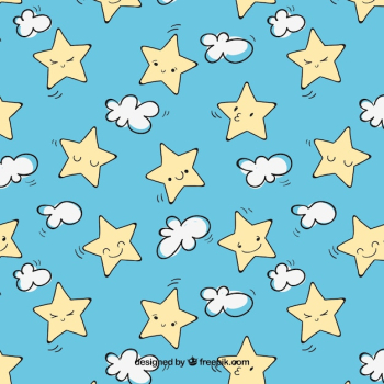 Blue pattern with cute stars and clouds Blue pattern with cute stars and clouds