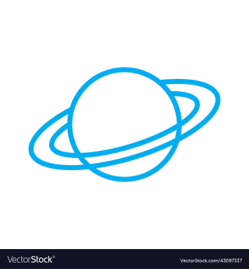 blue planet saturn line art icon blue planet saturn line art icon