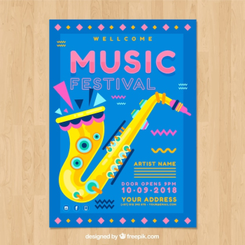 Blue poster design for music festival Blue poster design for music festival