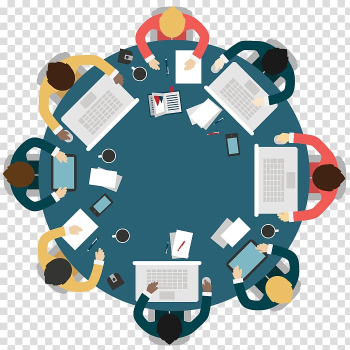 Blue round table with people , Round table Meeting, meeting transparent background PNG clipart