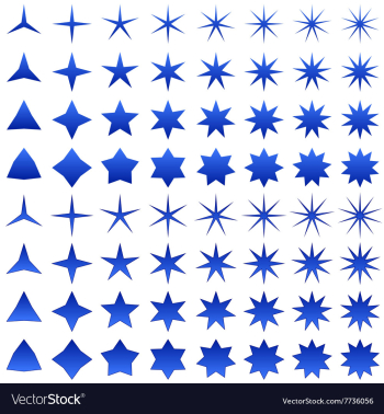 Blue star symbol set vector image Blue star symbol set vector image