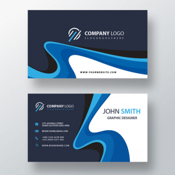 Blue swirl professional business card Free Psd