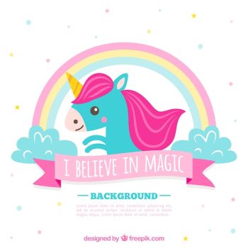 Blue unicorn background with rainbow Blue unicorn background with rainbow