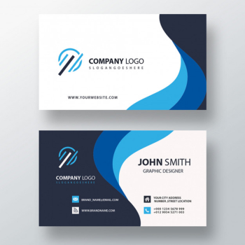 Blue wavy business card Free Psd