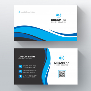 Blue wavy psd business card template Free Psd