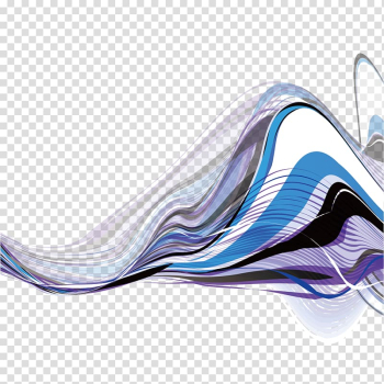 Blue, white, black, and purple abstract illustration, , Wavy lines transparent background PNG clipart